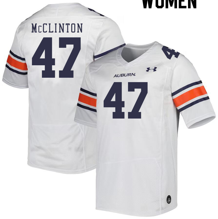 Women #47 Mac McClinton Auburn Tigers College Football Jerseys Stitched-White